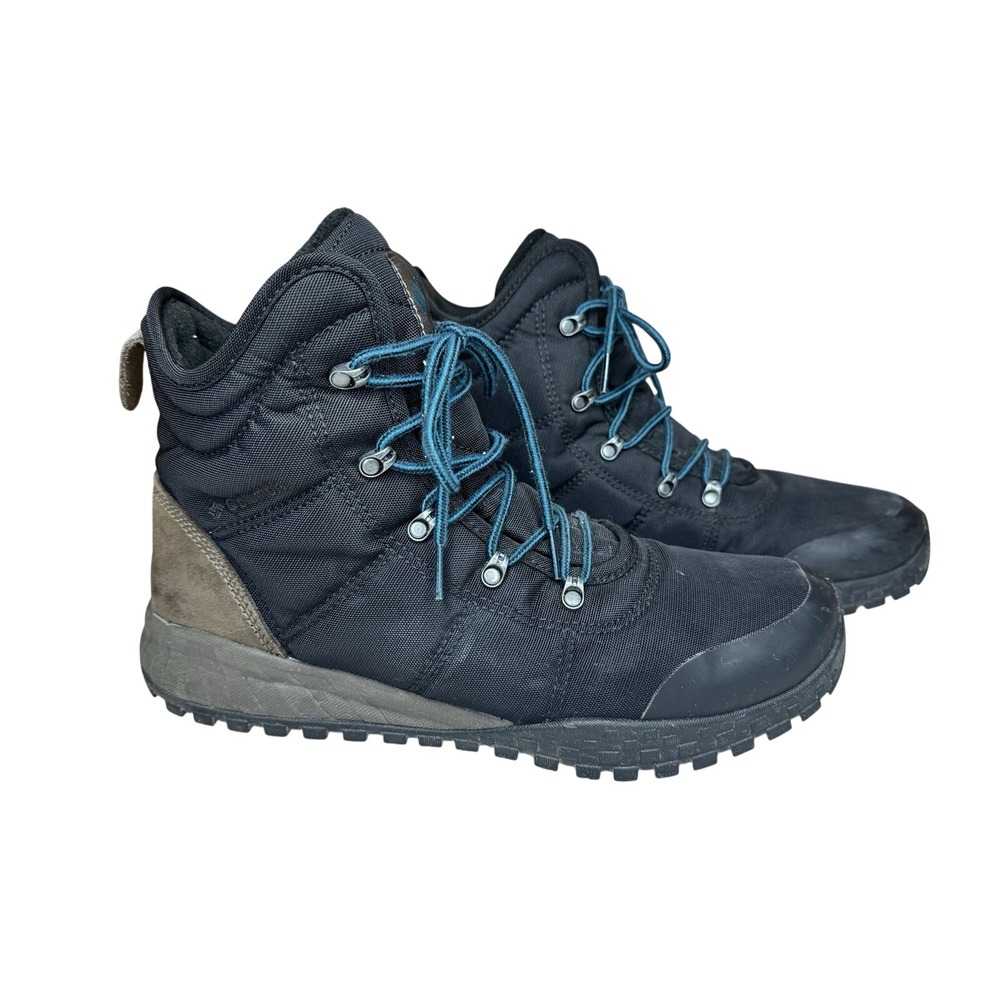 Columbia Mens Hiking Fairbanks Omni-Heat Winter Boots Sz 12 Black Brown Insulate